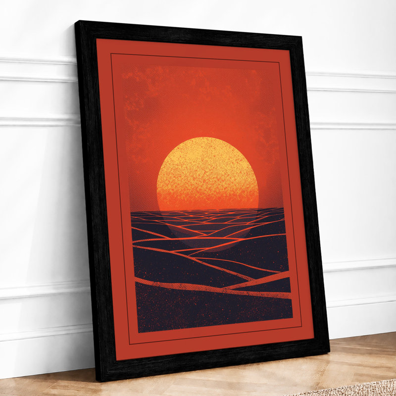 Sun Over Turbulent Sea Coastal - Print, Black, A4 - 29.7 x 21.0 cm