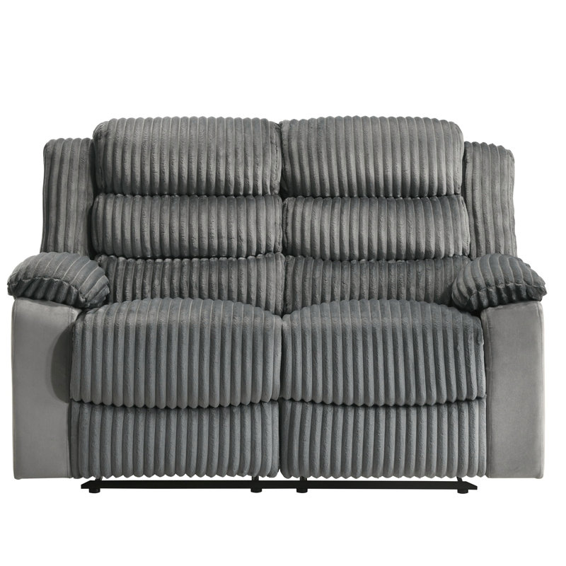 Lesley Grey Corduroy & Velvet Motion Loveseat