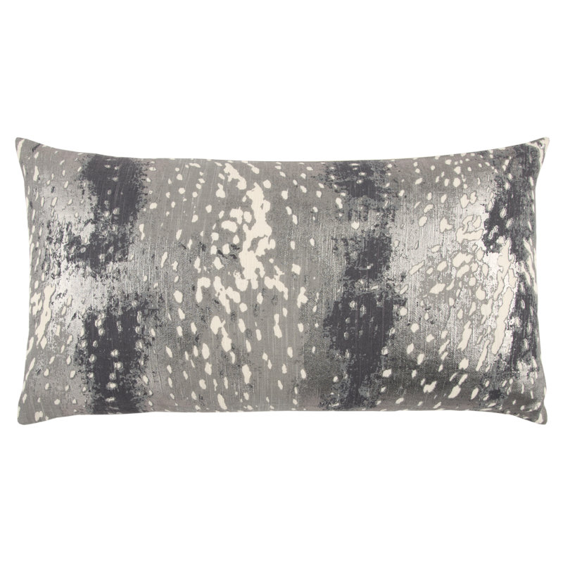  Coussin rectangulaire en coton avec rembourrage, Gris, polyester