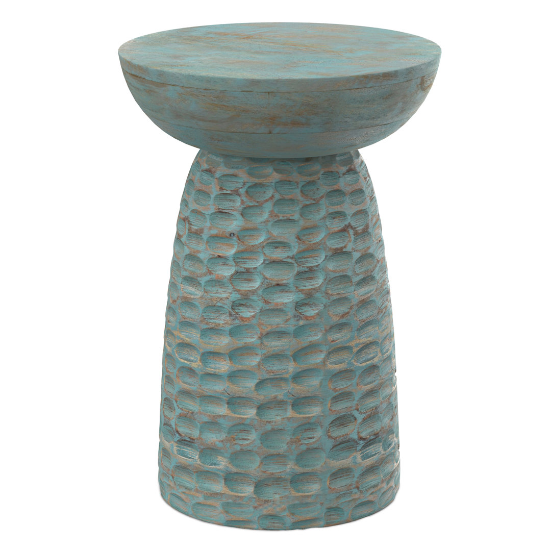Solid Mango Wood Contemporary Accent Table with Textured Finish, Fully Assembled Dakota Fields 