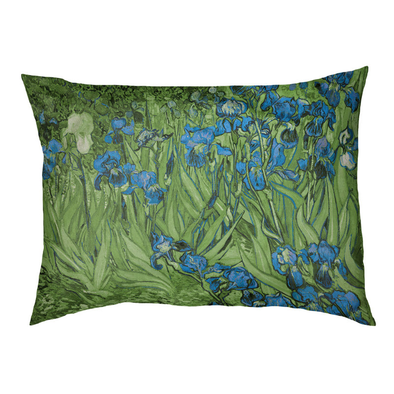 Coussin stylisé irises Burk, L 32,5 po x l 42,5 po, Vert / brun foncé