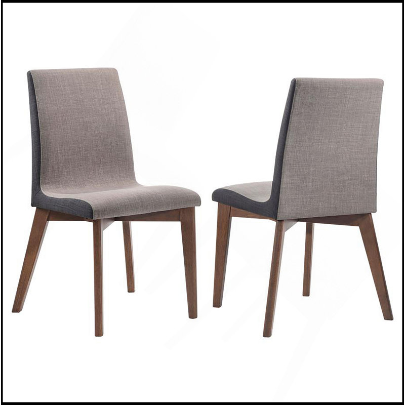 Chaises d'appoint rembourrées grises et noyer naturel, 1