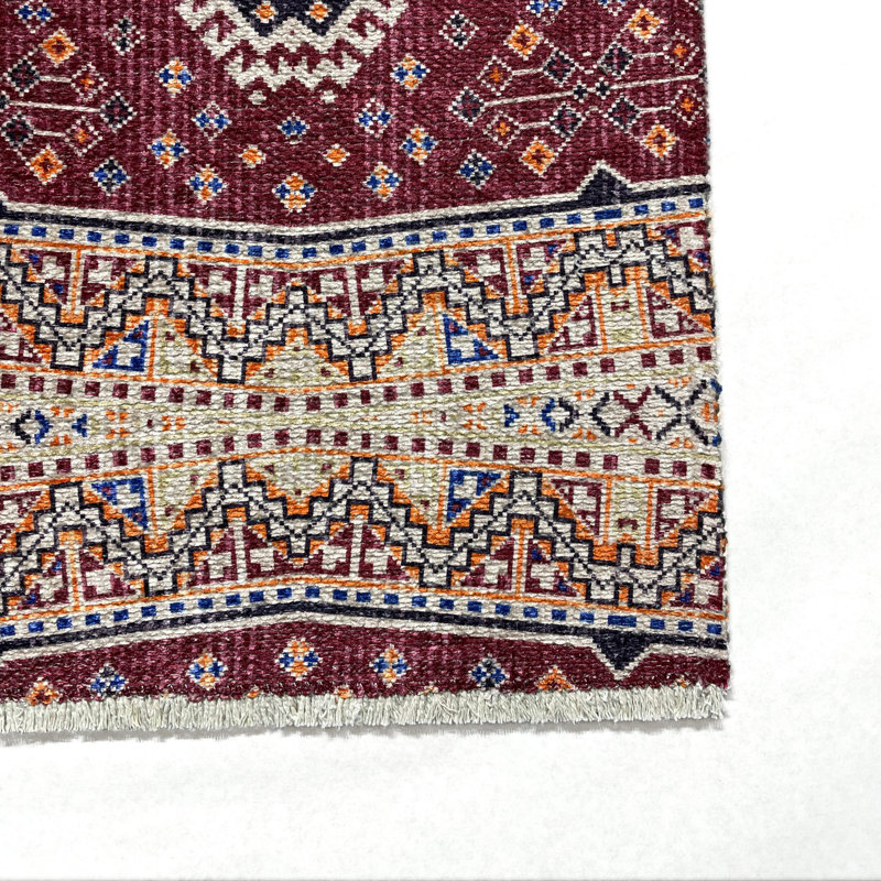 Tapis en coton et chenille de style sud-ouest beige et marocain en coton et chenille, Tapis de couloir 2 pi 8 po x 8 pi 3 po