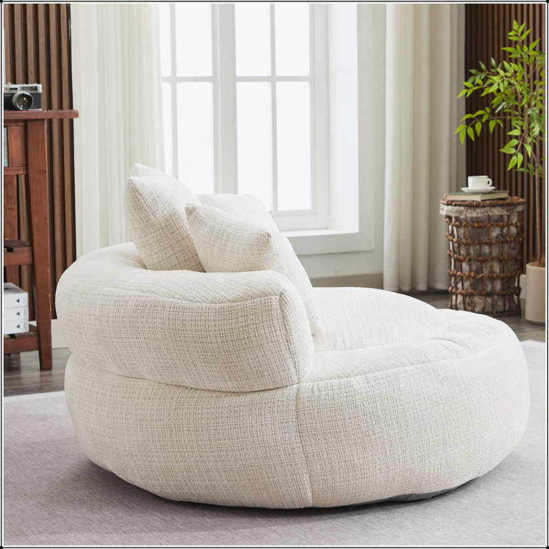 Pouf fauteuil, Chenille blanche