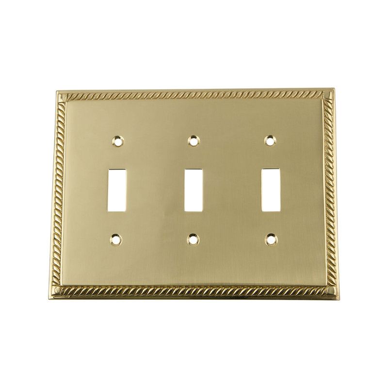 Rope 3-Gang Toggle Light Switch Wall Plate, Polished Brass