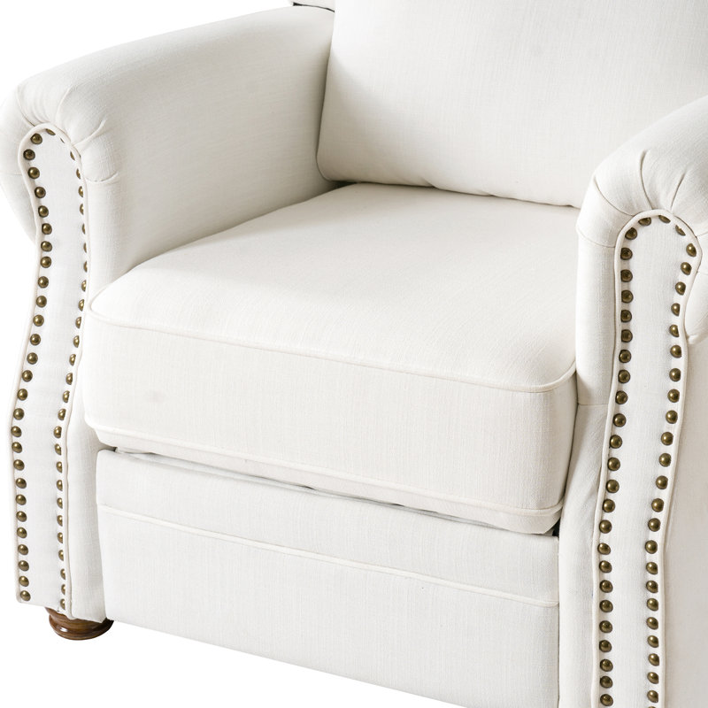 Gunthrop 36''W Traditional Manual Push Back Recliner with Rolled Arms(Set of 2), White