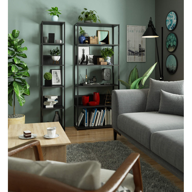 Shoira 192cm H Metal Bookcase, (6 shelves) 192cm H x 40cm W x 32cm D