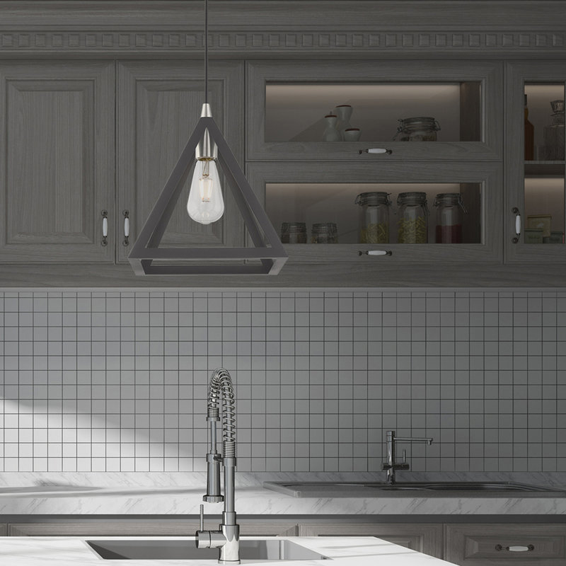 Luminaire suspendu géométrique à 1 lumière Avilez, Gris scandinave