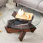 Table basse ronde en verre avec plateau trempé et pieds texturés