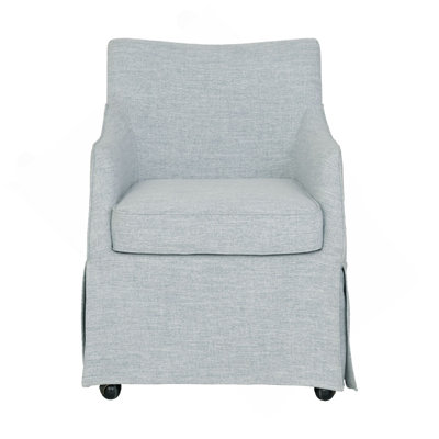 London Upholstered Skirted Dining Arm Chair With Hidden Casters
