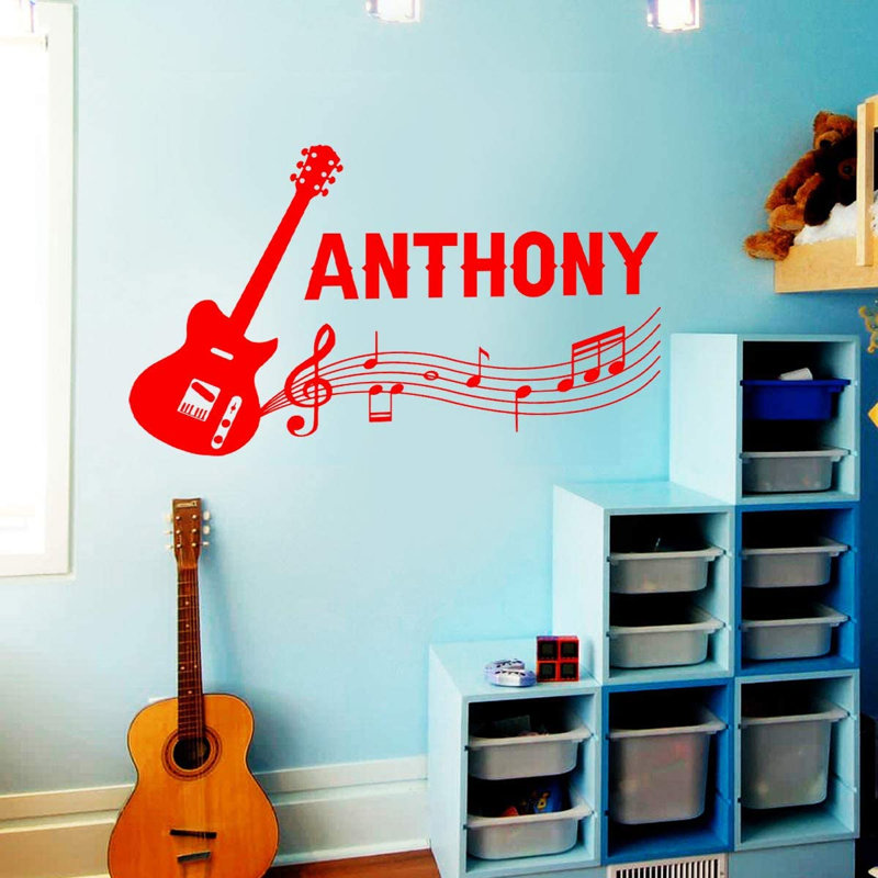 Adhésif décoratif guitare personnalisée, Rouge, H 17,5 po x l 30 po