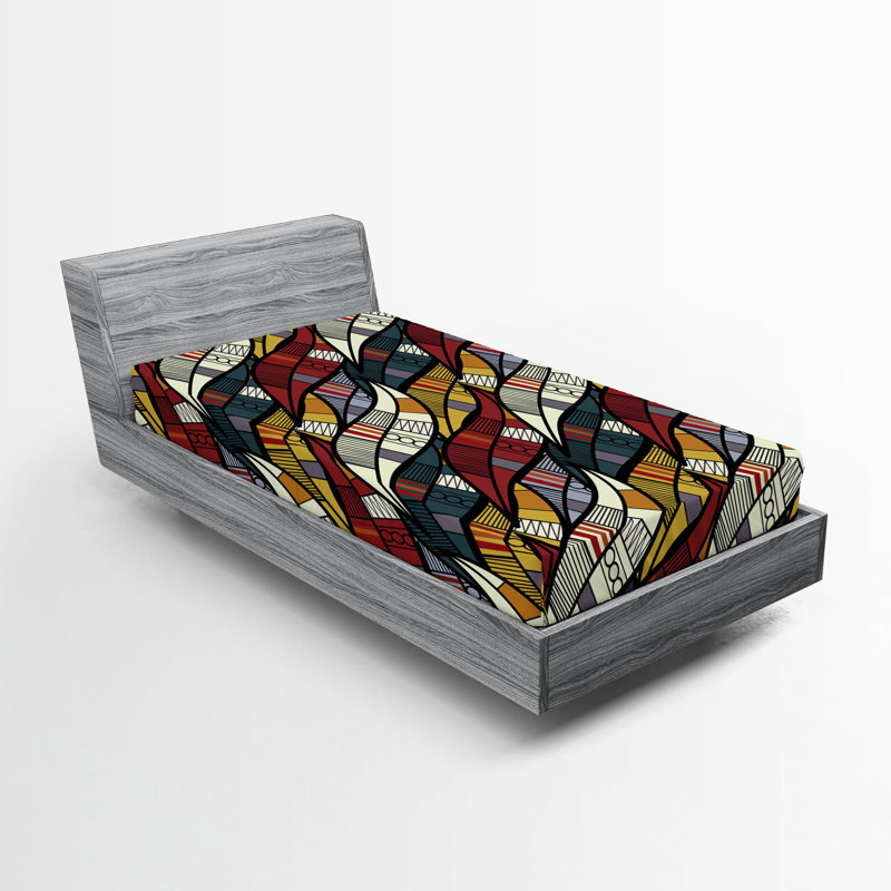 Drap-housse Ambesonne, paquet de 2, Drap-housse simple TG, Formes géométriques brunes / jaunes / noires