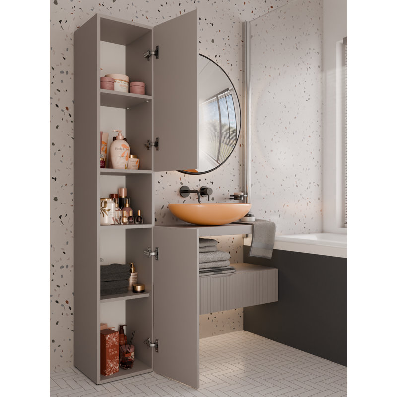 Rienke Freestanding Linen Cabinet, Grey