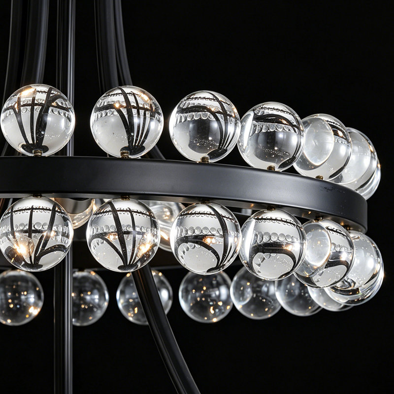 Lustre encastré 12 lumières, Noir mat