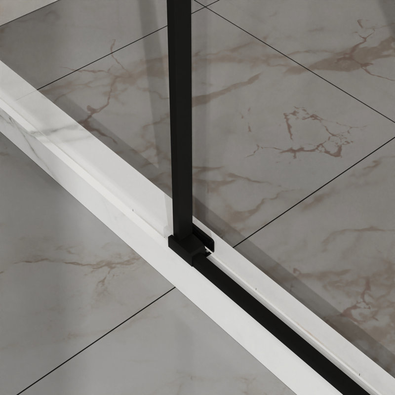 60" W X 72" H Semi - Sliding Shower Door, 1/4" (6mm) Thick Tempered Clear Glass With Easy Clean Coating, Stainless Steel Hardware, Matte Black Finish, Adjustable Width 56" 60", Reversible Design For