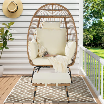 Fauteuil à œufs surdimensionné avec coussins épais pour l'extérieur et l'intérieur Mousse de sel confortable