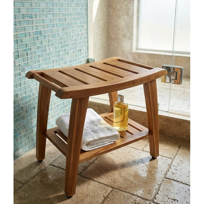 Macey 24'' W Teak Shower Bench, Brown