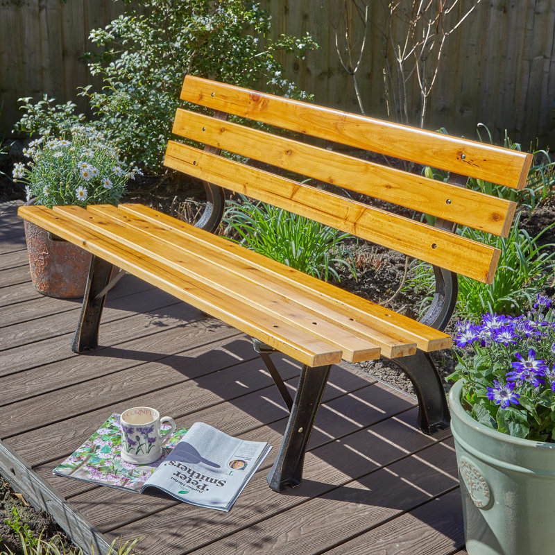 Clayton Metal Framed Wooden Outdoor Garden Patio Bench