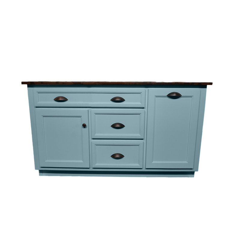 Javeyah Solid Wood Kitchen Island, Blue