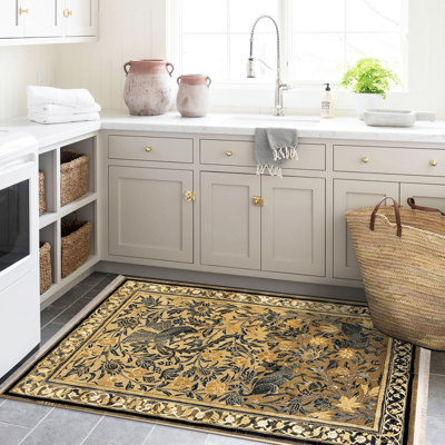 Tapis décoratif beige à motif tissé beige