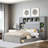 Hachiro Bookcase Bed with Shelves and Cabinets, Sockets, Four Drawers-1860770656