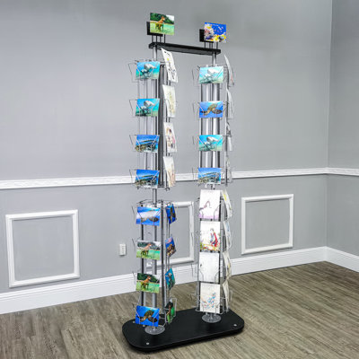 DVD, CD, BlueRay, Literature, Greeting Card Postcard Rack Display High Capacity 64 Adjustable Pockets