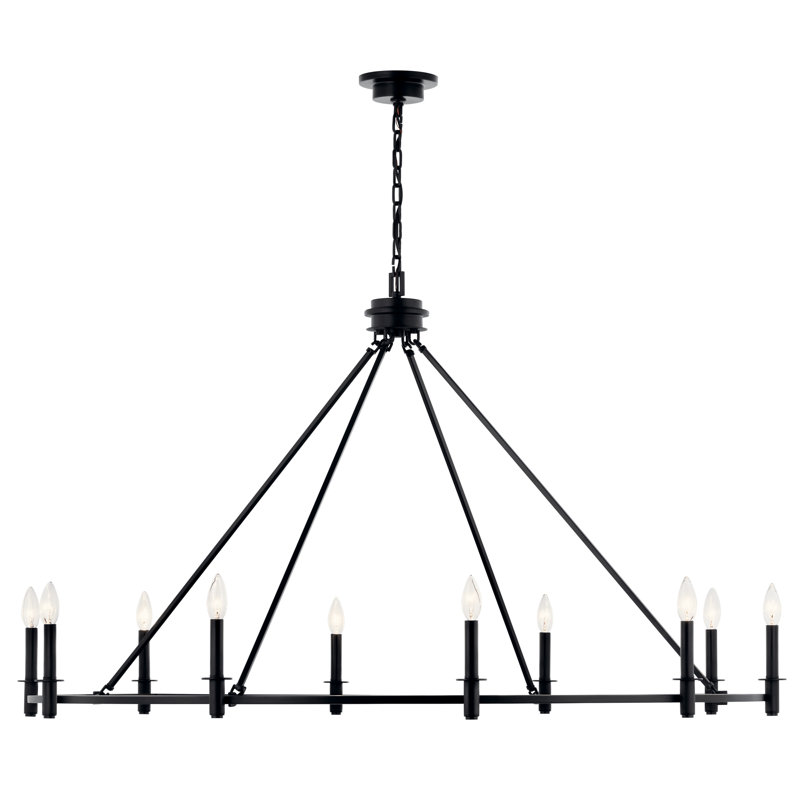  Lustre en acier à intensité variable, H 31 po x l 54,25 po x P 54,25 po, Noir satiné, 10