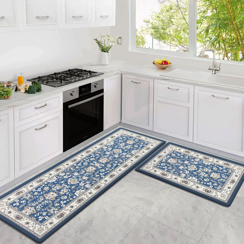 Tapis de cuisine antidérapant Dworman (ensemble de 2), Bleu très foncé