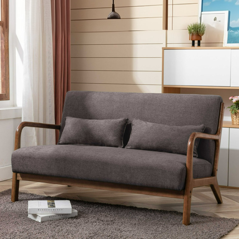 Causeuse en tissu Astacia, Mélange de polyester gris foncé
