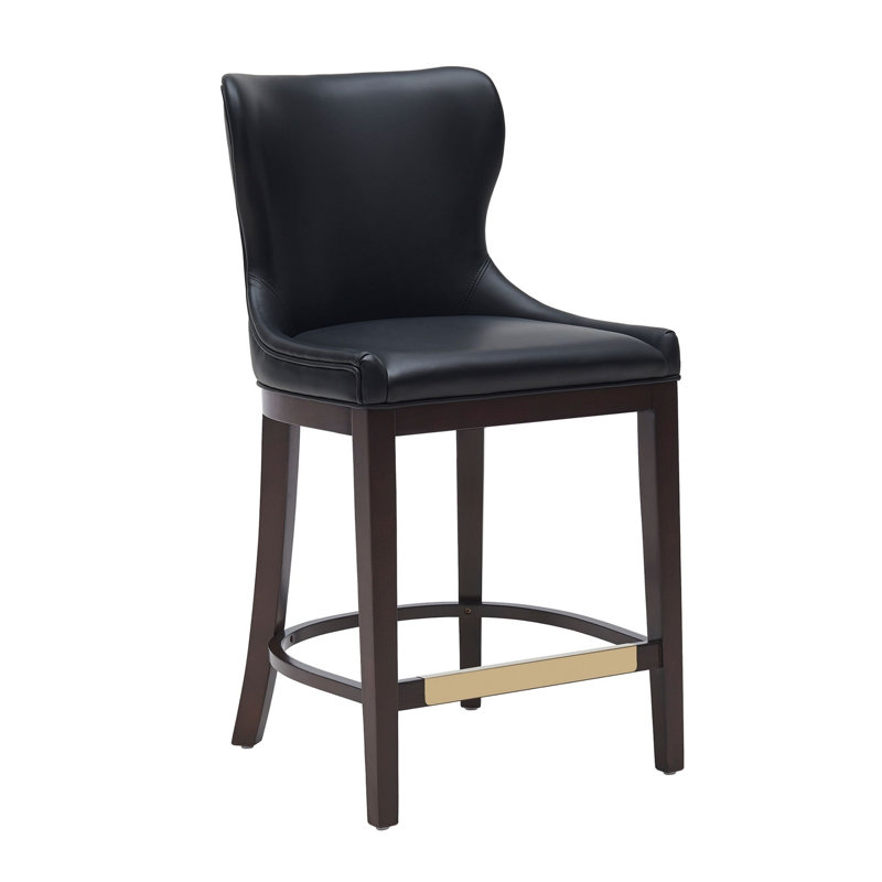 Tabouret de bar rembourré en cuir Blair, Noir, 3, Tabouret de comptoir (siège d'une hauteur de 26 p