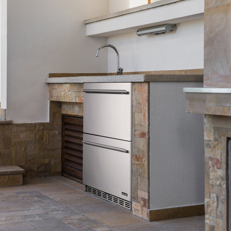 Newair 24" Built-in 20 Bottle and 80 Can Dual Drawer Indoor/Outdoor Wine and Beverage Fridge