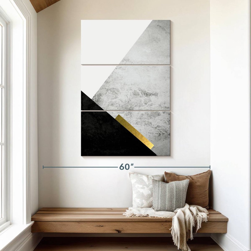 Avery Black Grey Gold Mountains II, 32" H x 20" W