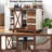 55.5 - Inch Kitchen Island With Drop Leaf, Sliding Barn Door, Adjustable Shelf, And Lockable Wheels For Dining Room Use Decor Convenience
