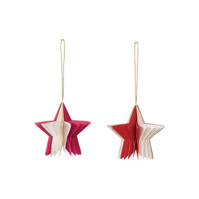 Paper Folding Honeycomb Star Ornament Set with Gold Glitter Edge