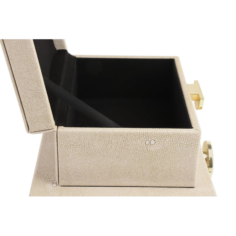 Boîtes à bijoux en simili cuir, organisateur d'accessoires de rangement de boîtes décoratives avec quincaillerie dorée, ensemble classique en cuir végétalien de 2 pièces (gris clair)