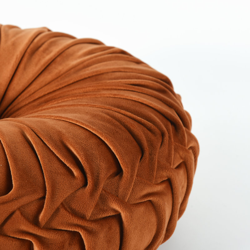 Velvet Round Throw Pillow, Rust