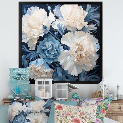 " White Blue Carnations Arrangement "