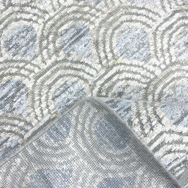 Geometric Area Rug in Blue/Ivory/Gray, Rectangle 8' x 10'