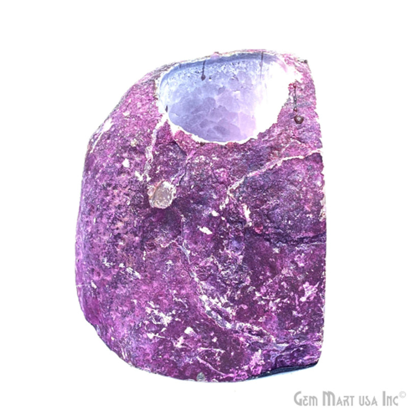 Porte-bougie en agate brute, décoration de maison en cristal rose, décoration en agate naturelle