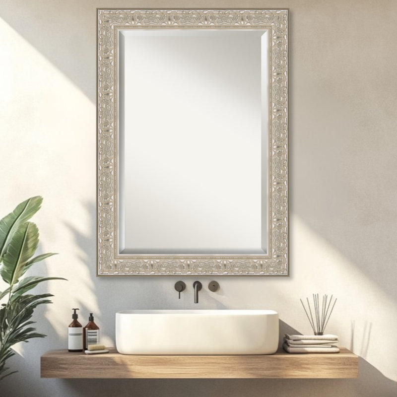 Miroir mural pour salle de bain Luxe, Crème argent, 30,75 po x 42,75 po