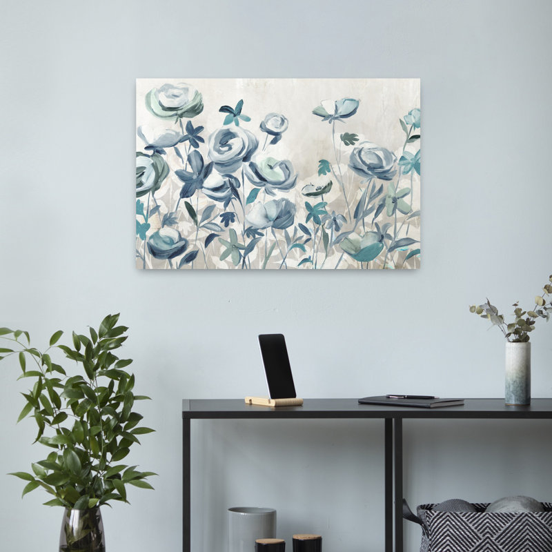 Art contemporain contemporain abstrait délicat, H 16 po x l 24 po