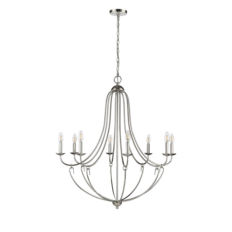 Lustre classique / traditionnel de 36 po de large Eisley, Nickel poli