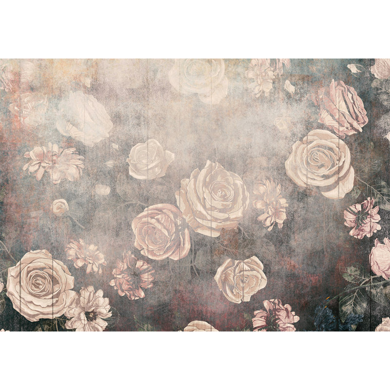 Adhésif mural Kavya, Roses brumeuses, L 57 po x L 41 po