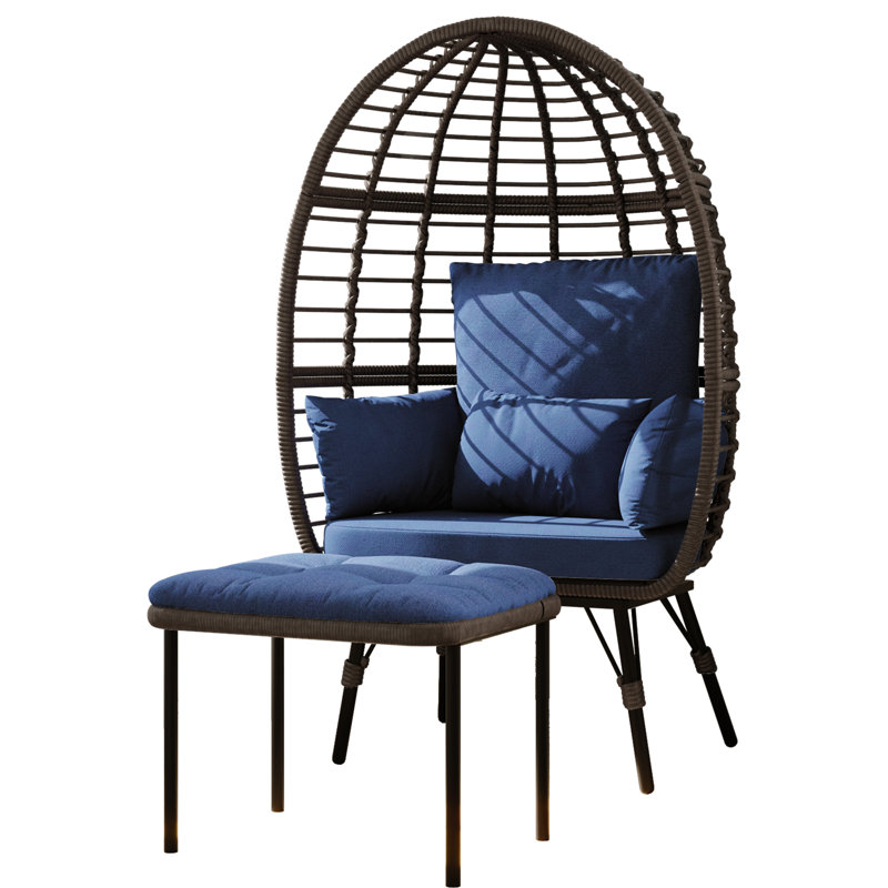 Méridienne d'extérieur en osier Chaydenn, Bleu