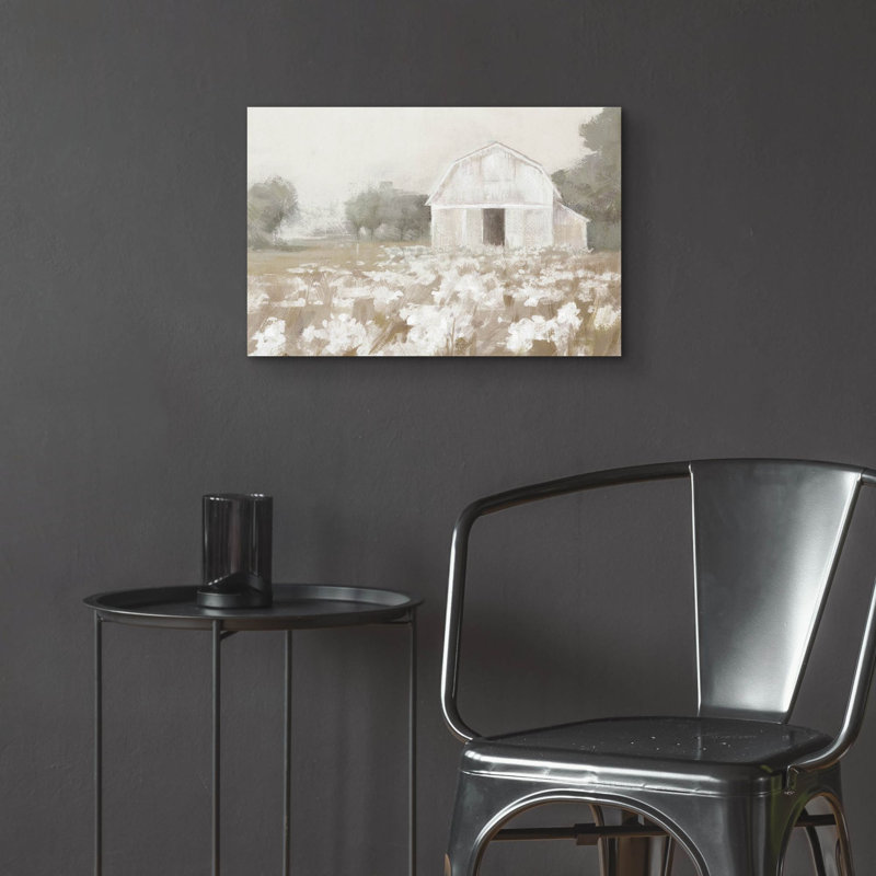  «White Barn Meadow Neutral» par Danhui Nai, art mural en verre acrylique, 24 po x 16 po, H 16 po x l 24 po