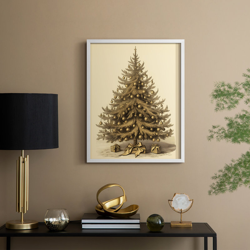 «Christmas Holiday Art CDL XXXII», reproduction d'art encadrée - bois massif, H 21 po x l 17 po, Blanc