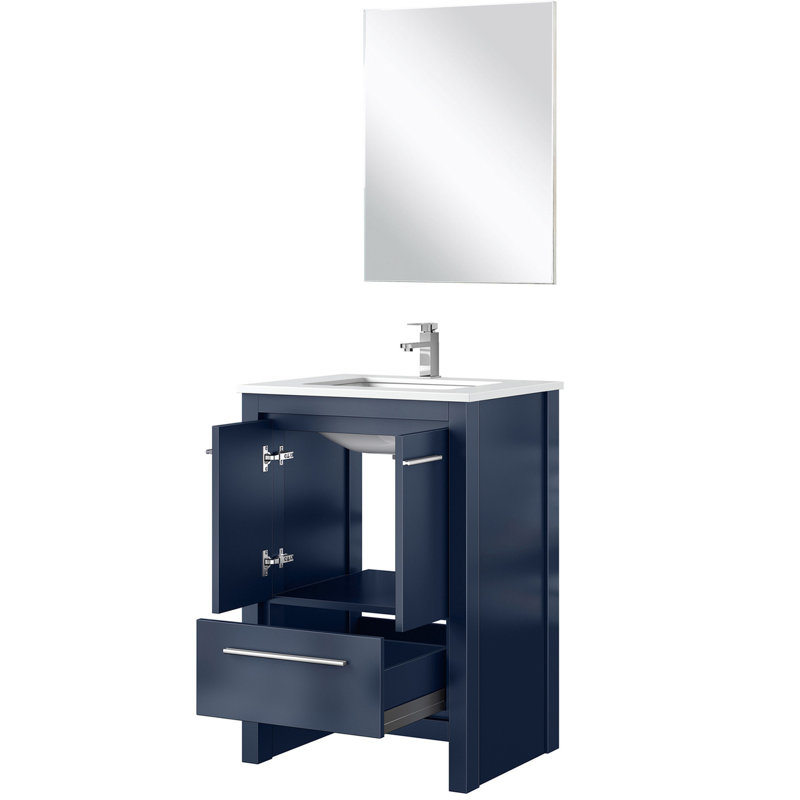 24 po L x P 20 po. Meuble-lavabo bleu, comptoir en marbre, robinet inclus, 18 miroirs - et Scratch & Stain