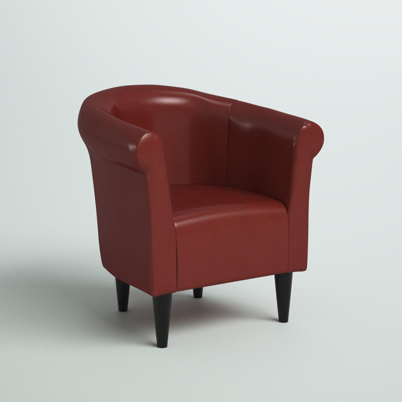 Fauteuil demi-tonneau l 30,5 po Liam, Similicuir rouge merlot