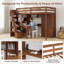 Lit mezzanine double avec bureau intégré, bibliothèques, rangement pour garde-robe et escalier, fabrication en pin et contreplaqué-1294287211
