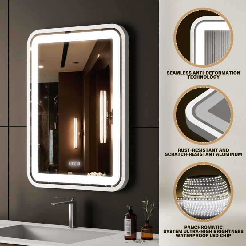 Miroir de salle de bain à DEL avec lumière pour mur